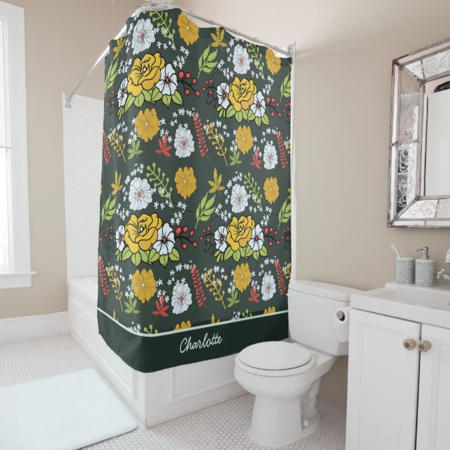 Colourful floral seamless pattern personalised nam shower curtain (In Situ)