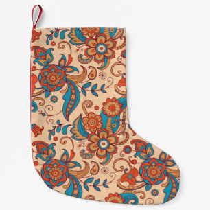 Colourful floral seamless pattern small christmas stocking