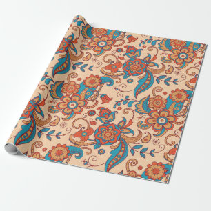 Colourful floral seamless pattern wrapping paper