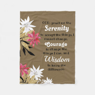 Colourful Floral Serenity Prayer Fleece Blanket