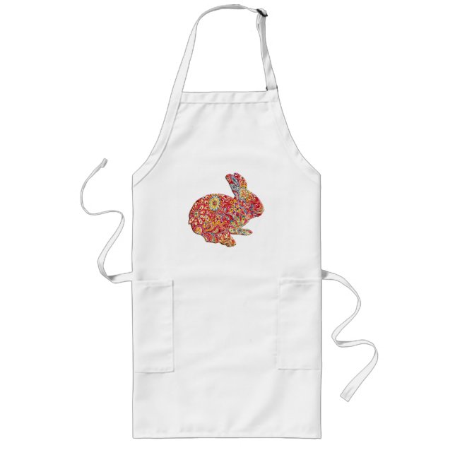 Colourful Floral Silhouette Easter Bunny Apron (Front)