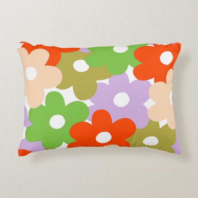 Colourful Floral Simple Tropical Flower Pattern  Decorative Cushion (Front)