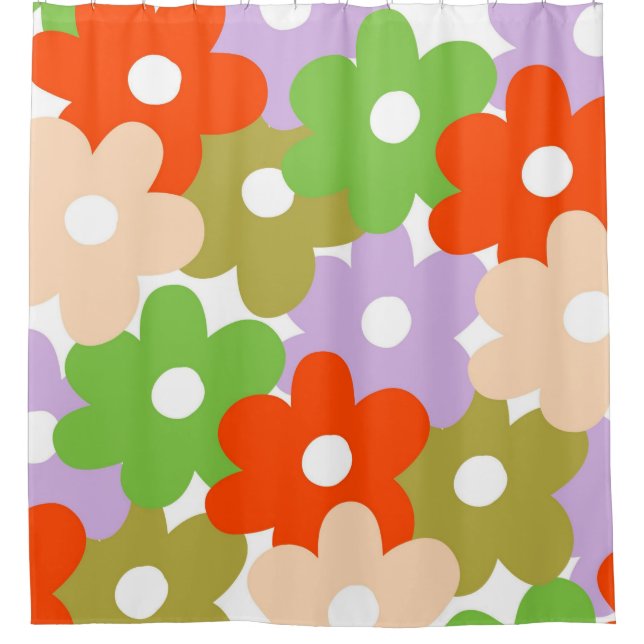 Colourful Floral Simple Tropical Flower Pattern  Shower Curtain (Front)