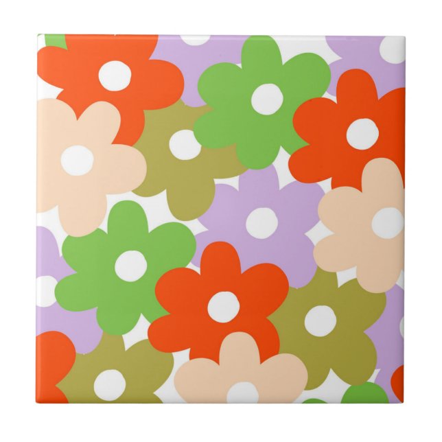 Colourful Floral Simple Tropical Flower Pattern Vi Tile (Front)