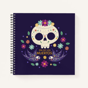 Colourful Floral Skull Dia de Muertos   Notebook