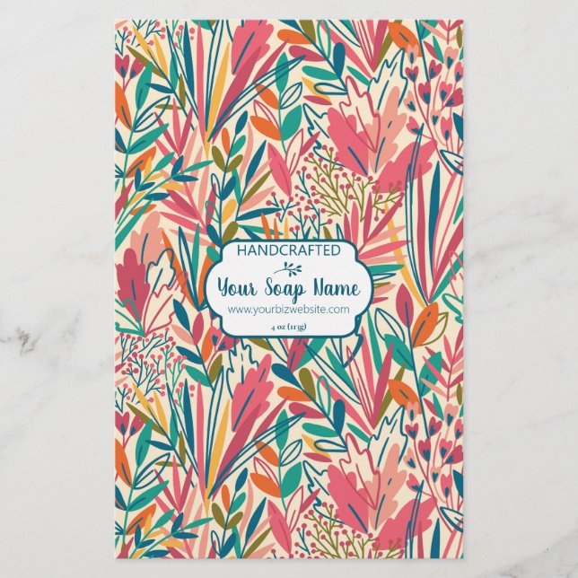 Colourful Floral Soap Wrap Paper Sheet - Satin (Front)