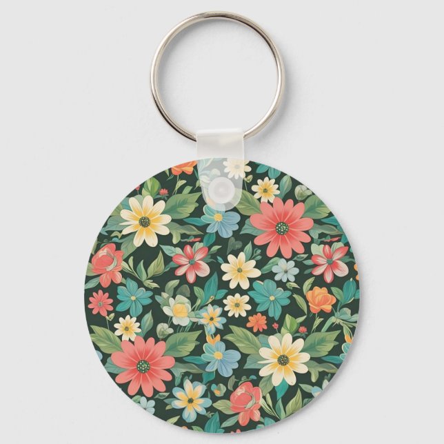 Colourful Floral/Spring  Key Ring (Front)