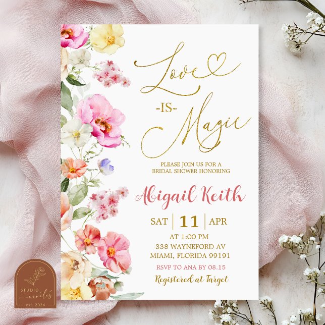 Colourful Floral Spring Love is Magic Invitation (Creator Uploaded)