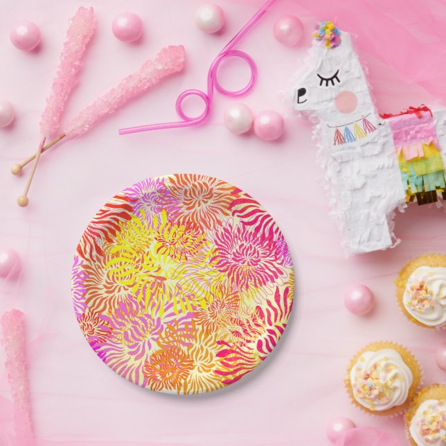 Colourful Floral Spring  Paper Plate (Party)