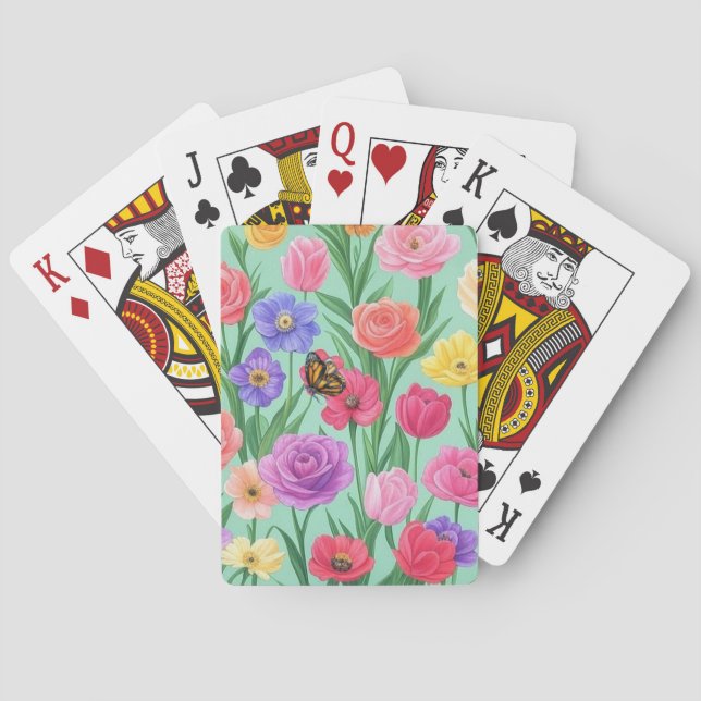 Colourful Floral/Spring Rose Playing Cards (Back)