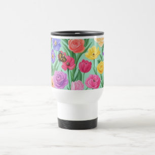 Colourful Floral/Spring Rose Travel Mug