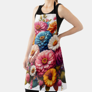 Colourful Floral/Spring Zinnia/Rose Apron