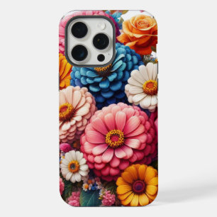 Colourful Floral/Spring Zinnia/Rose iPhone 15 Pro Max Case