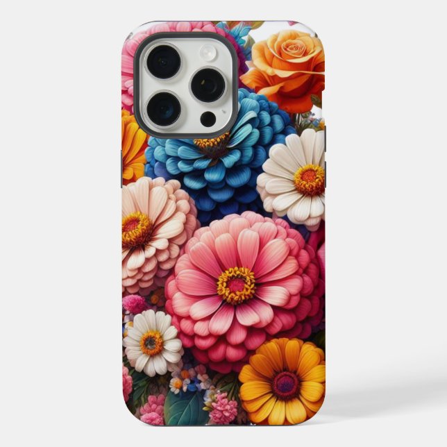 Colourful Floral/Spring Zinnia/Rose iPhone Case (Back)