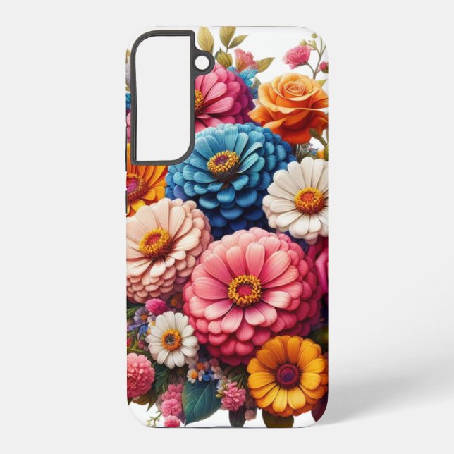 Colourful Floral/Spring Zinnia/Rose Samsung Galaxy S22+ Case (Back)