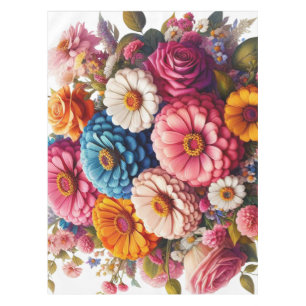 Colourful Floral/Spring Zinnia/Rose Tablecloth