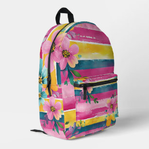 Colourful Floral Stripe Backpack