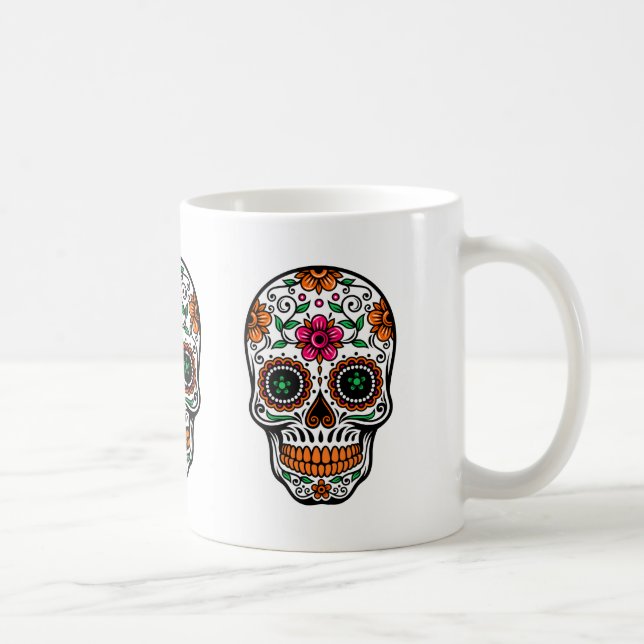 Colourful Floral Sugar Skull 4 Coffee Mug (Right)