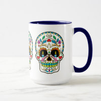 Colourful Floral Sugar Skull Burning Candles
