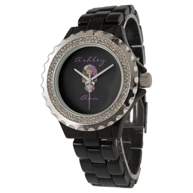  Colourful Floral Sugar Skull Day of the Dead      Watch (Angled)