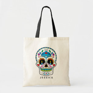 Colourful Floral Sugar Skull Design Tote Bag