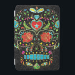 Colourful Floral Sugar Skull Glitter And Gold 2 iPad Mini Cover<br><div class="desc">Cool colourful retro floral sugar skull glitter texture look with gold tones accents. Black background</div>