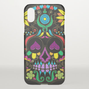 Colourful Floral Sugar Skull No.3 iPhone X Case