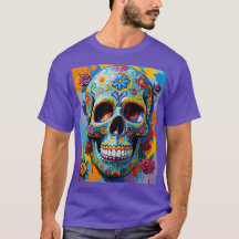 Colourful Floral Sugar Skull Shirt