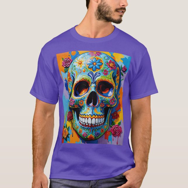 Colourful Floral Sugar Skull Shirt