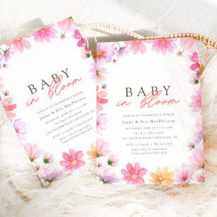 Colourful Floral Summer Baby in Bloom Wildflower Invitation