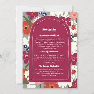 Colourful Floral Summer Fall Wedding Detail Card
