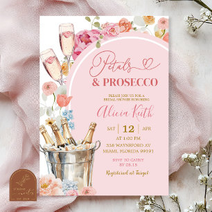 Colourful Floral Summer Petals and prosecco Bridal Invitation