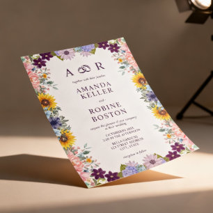 Colourful Floral Sunflower Wedding Invitation