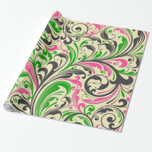 Colourful Floral Swirls Pattern Wrapping Paper