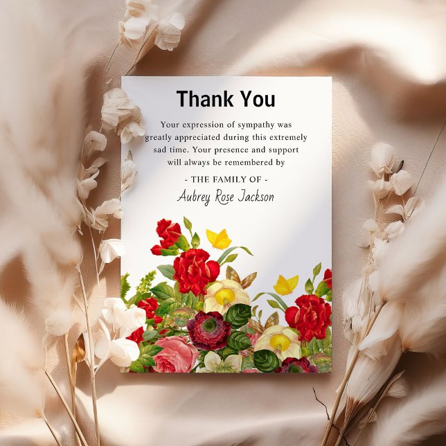 Colourful Floral Sympathy Funeral Thank You Announcement (Creator Uploaded)