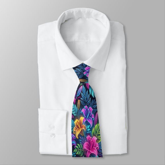 Colourful Floral Tapestry of Life Tie (Tied)