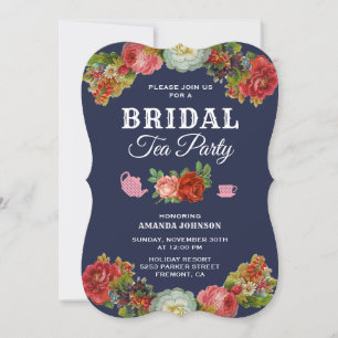 Colourful Floral Tea Party Bridal Shower Invitatio Invitation