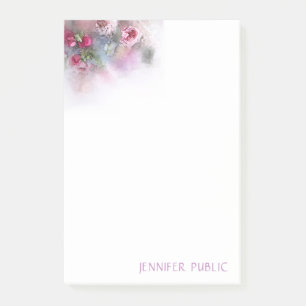Colourful Floral Template Watercolor Roses Flowers Post-it Notes