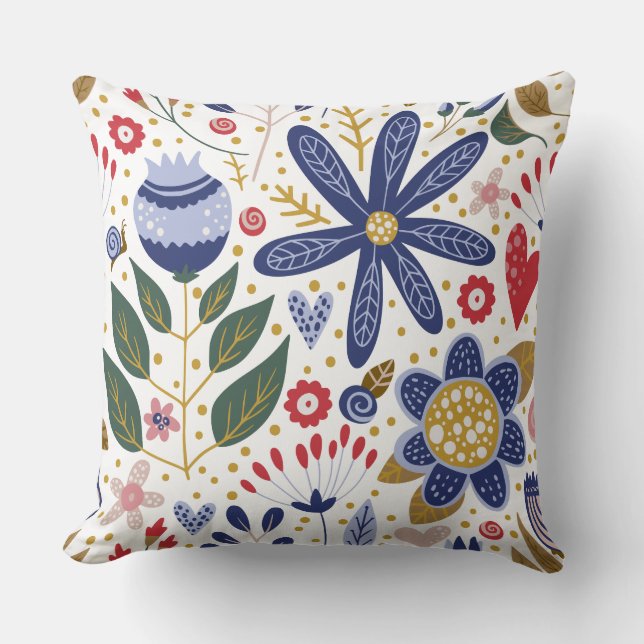 Colourful Floral Throw Pillow – Double-Sided (Front)