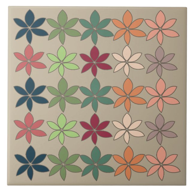 Colourful Floral  Tile (Front)
