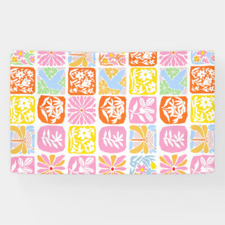 Colourful Floral Tile Botanical Folk Whimsical Banner