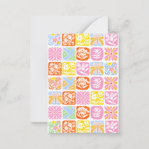  Colourful Floral Tile Botanical Folk Whimsical  Card