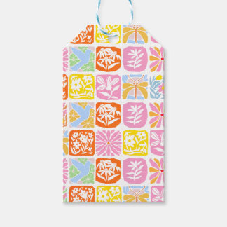 Colourful Floral Tile Botanical Folk Whimsical Gift Tags