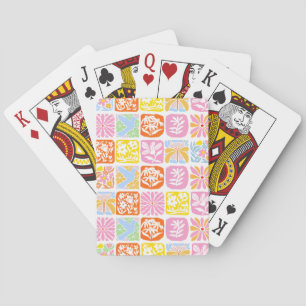 Colourful Floral Tile Botanical Folk Whimsical Playing Cards