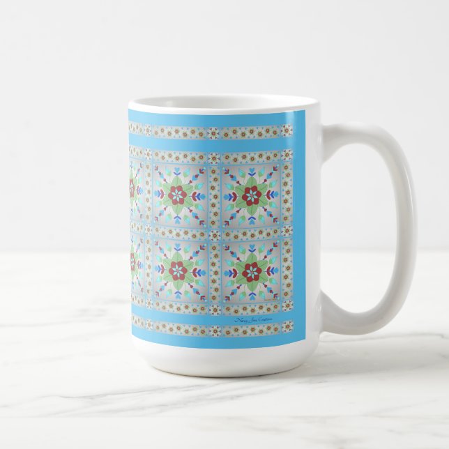 Colourful Floral Tile Pattern Mug  (Right)