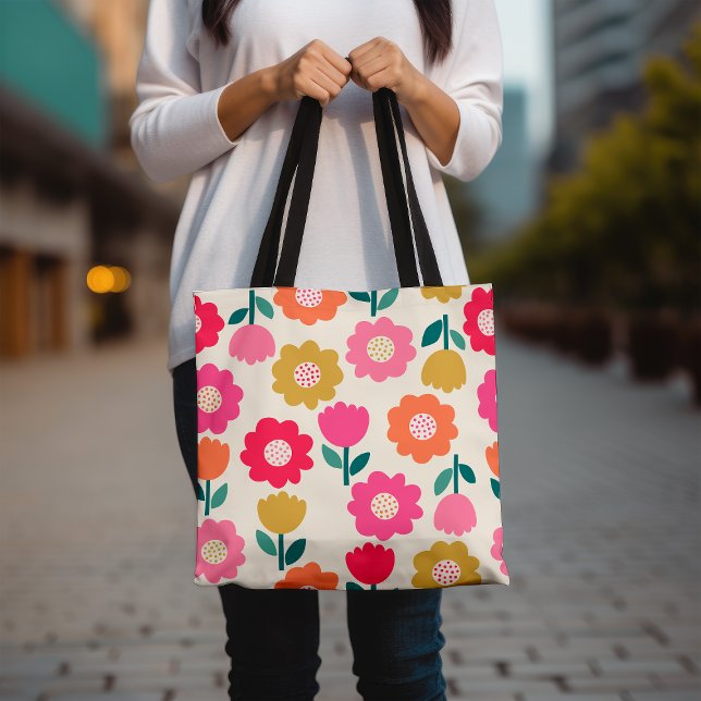 Colourful Floral Tote Bag, Cute Flower Tote Bag (Creator Uploaded)