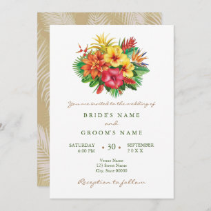Colourful floral tropical wedding invitation