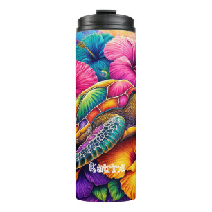 Colourful Floral Turtle  Thermal Tumbler