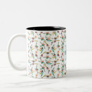 Colourful Floral Two-Tone Coffee Mug