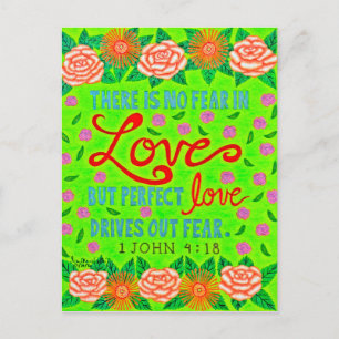Colourful Floral Typography Bible Verse On Love Postcard